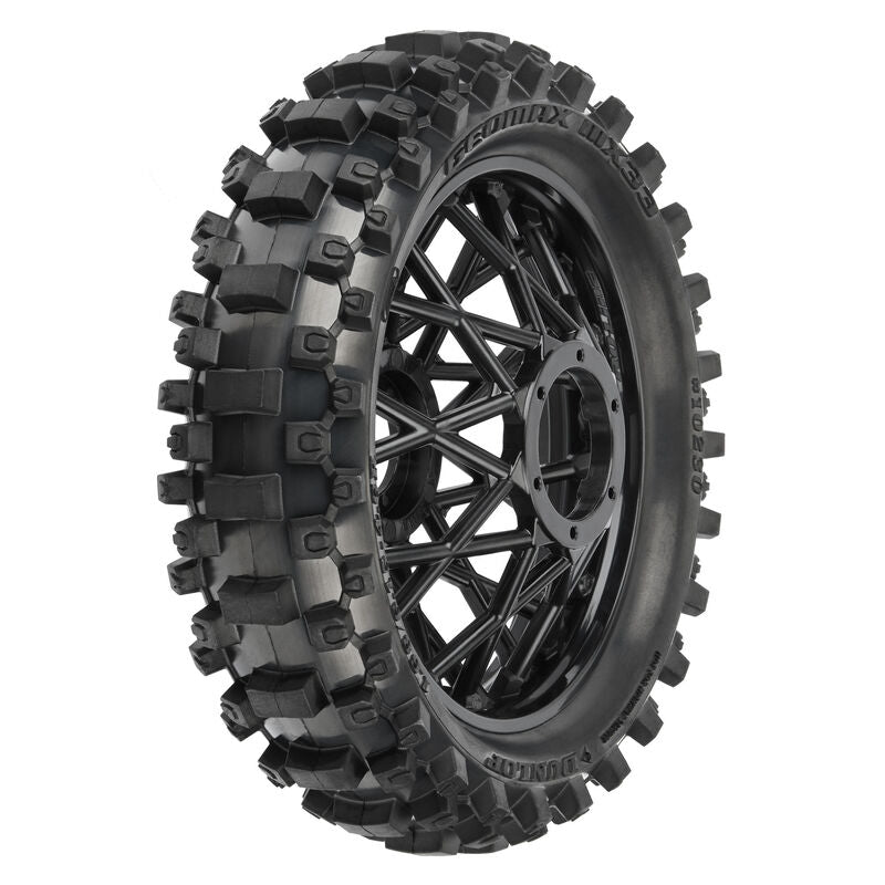PRO-LINE: Dunlop Geomax MX33 V2 Bead CR4 Rear Tire MTD Bullyspoke Black: Promoto-MX
