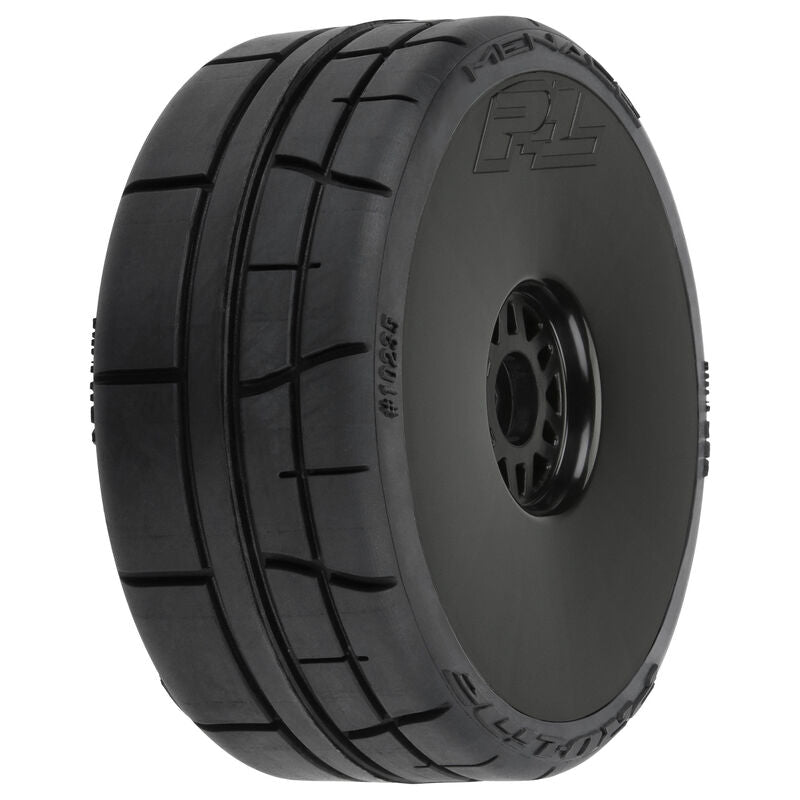 PRO-LINE: Menace HP BELTED Speed Run 1:8 Tires Mounted on Mach 10 Black 17mm Wheels (2) for Front or Rear