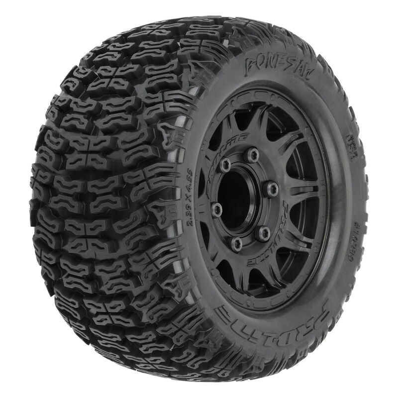 PRO-LINE: Bonesaw 2.8" All-Terrain Truck Tires Mounted on Raid Black 6x30 Removable Hex (12mm & 14mm) Wheels (2) for Vorteks 4x4 and other 1/10 Trucks Front or Rear