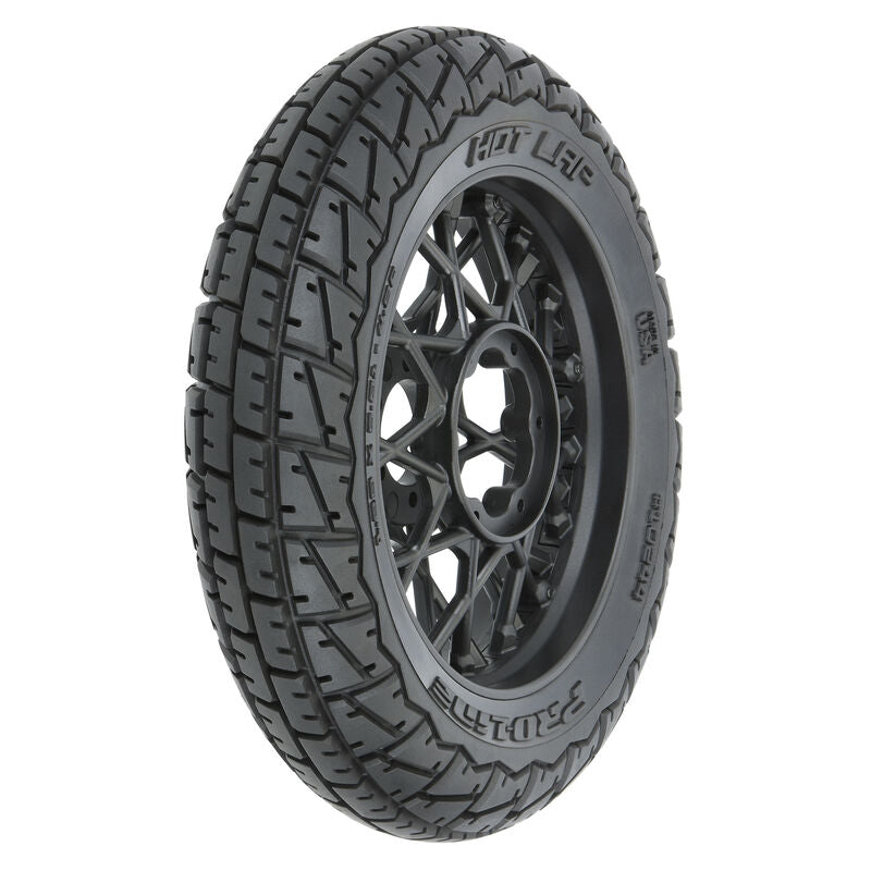 PRO-LINE: Hot Lap S3 Motorcycle Front Tire Mounted on Black Supermoto Wheel for Promoto-MX Front