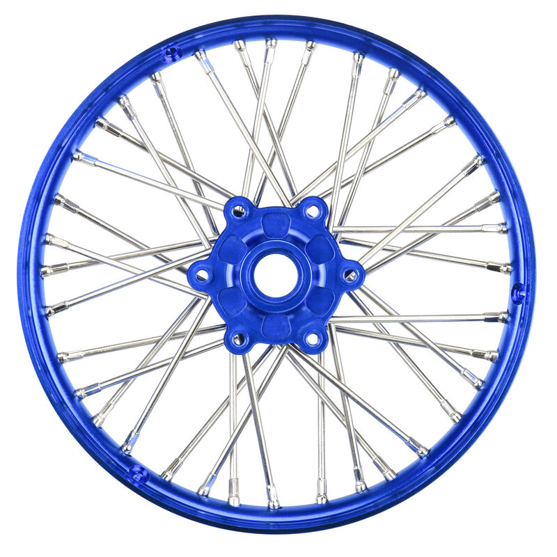 PRO-LINE: 1/4 Pro-Spec Aluminum V2 Bead Front Wheel, Assembled, Blue: Promoto-MX
