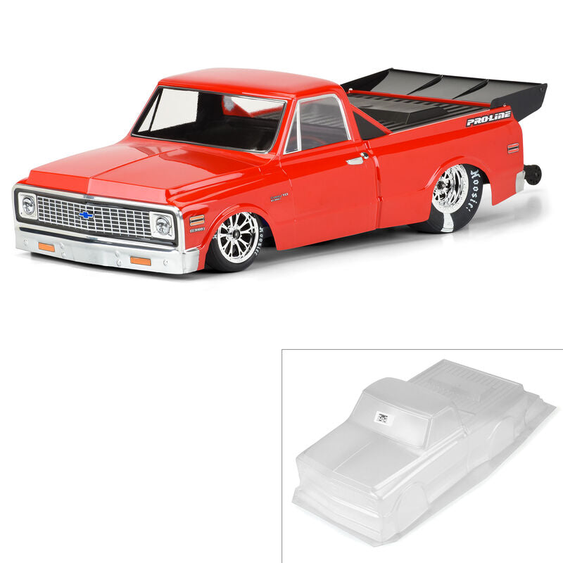 PRO-LINE: 1972 Chevy C-10 Clear Body: Slash 2WD Drag Car, AE DR10, 22s drag