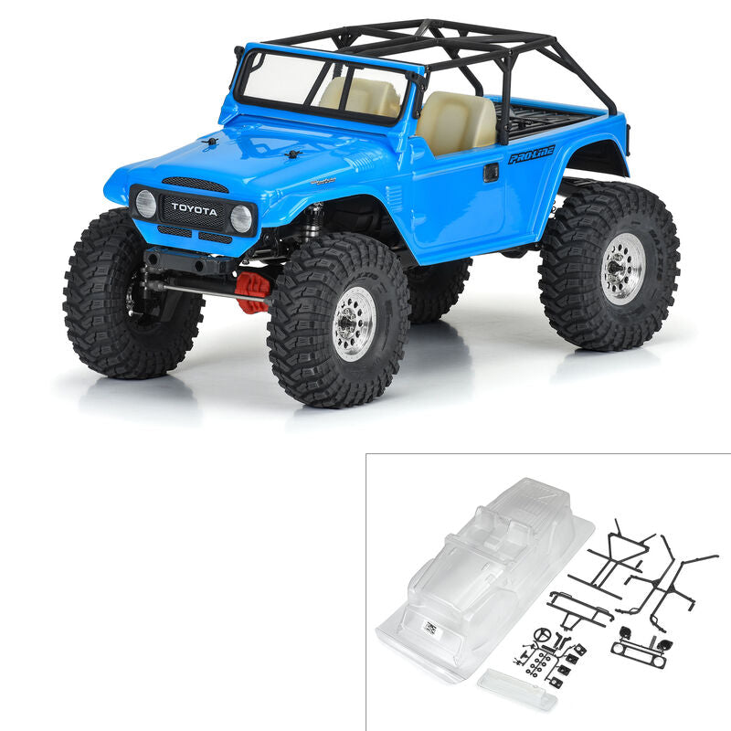 PRO-LINE: 1979 Toyota Land Cruiser FJ40 Clear Body with Trail Cage & Scale Molded Accessories for 12.3"" (313mm) Wheelbase Scale Crawlers