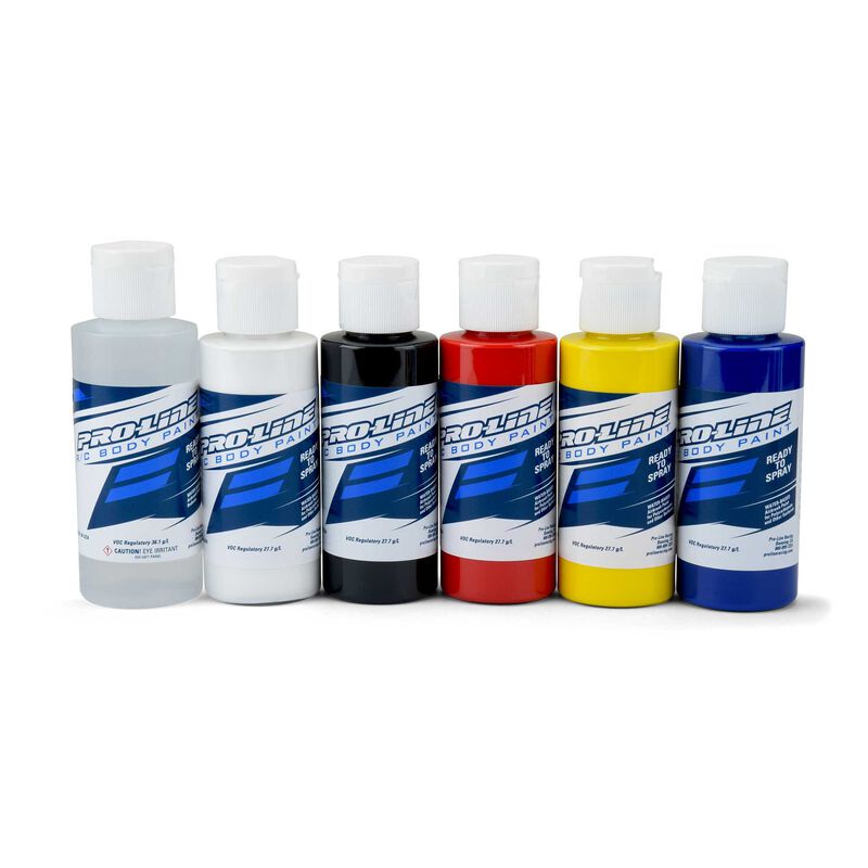 PRO-LINE: RC Paint Primary Color Set -Rdc,Wht,Blk,Rd,Ylw,Bl