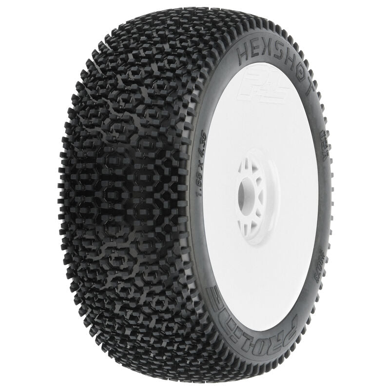 PRO-LINE: 1/8 Hex Shot S3 Fr/Rr Buggy Tires Mntd 17mm Wht (2)
