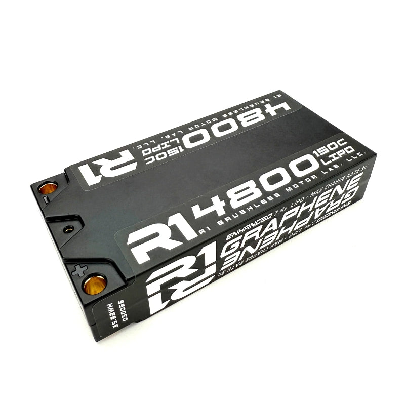 R1 WURKS 4800mAh 150c 7.4v 2S LCG Shorty Lipo Battery, Silicone Graphene