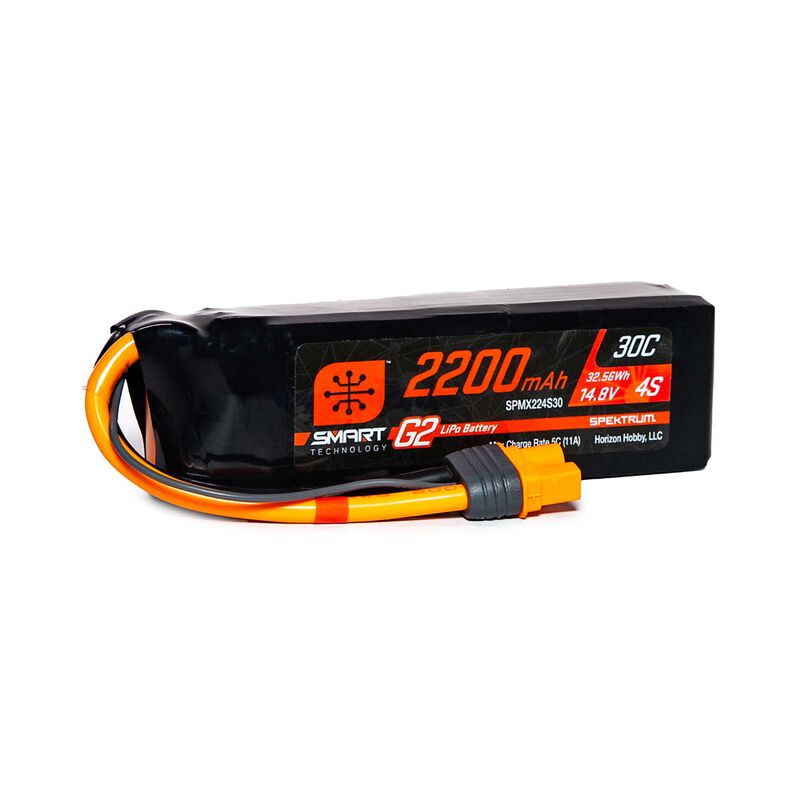 SPEKTRUM 2200mAh 4S 14.8V Smart G2 LiPo Battery, 30C, IC3