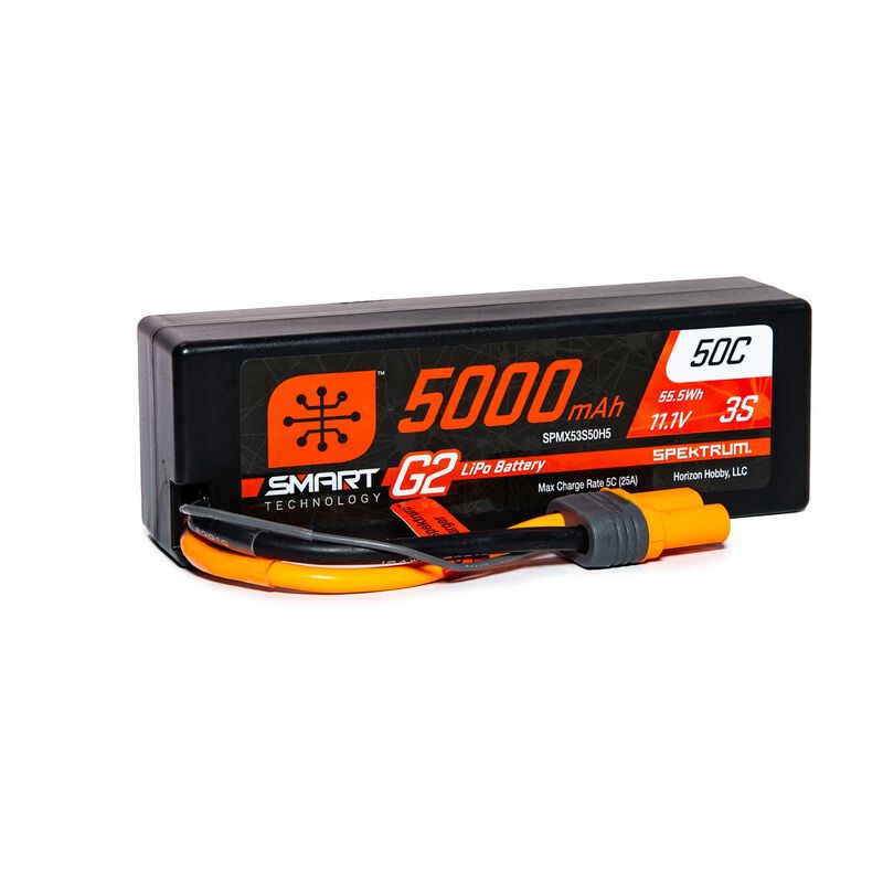 SPEKTRUM 5000mAh 3S 11.1V Smart G2 LiPo Battery, 50C Hard Case - IC5