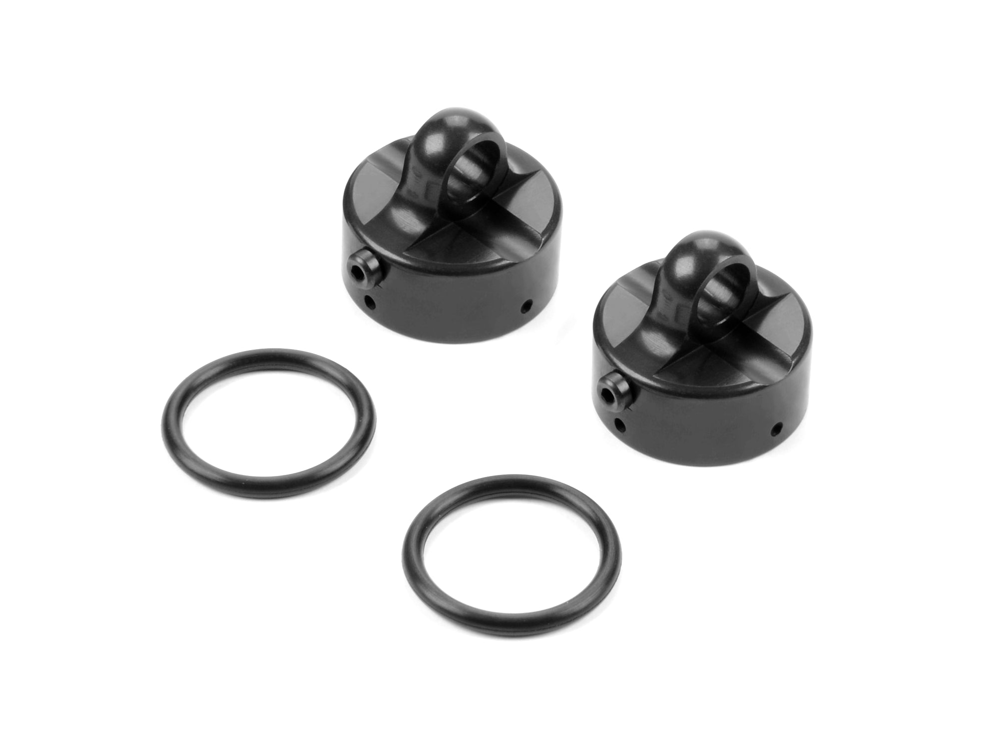 XRAY: XB8/GT ALU SHOCK CAP NUT VENT HOLE - SWISS 7075 T6 - BLACK COATED (2) - V2