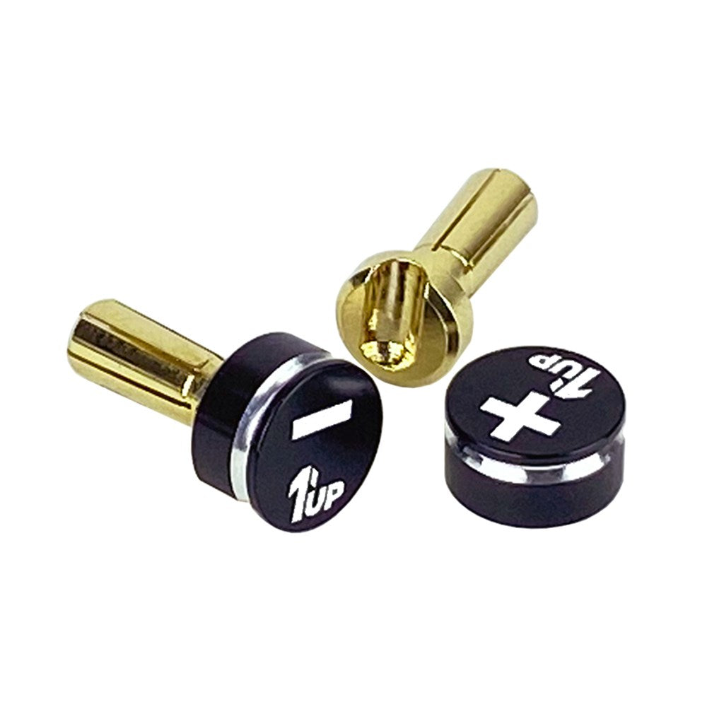 1up Racing: LowPro Bullet Plugs w/ Grips - 4mm Stealth