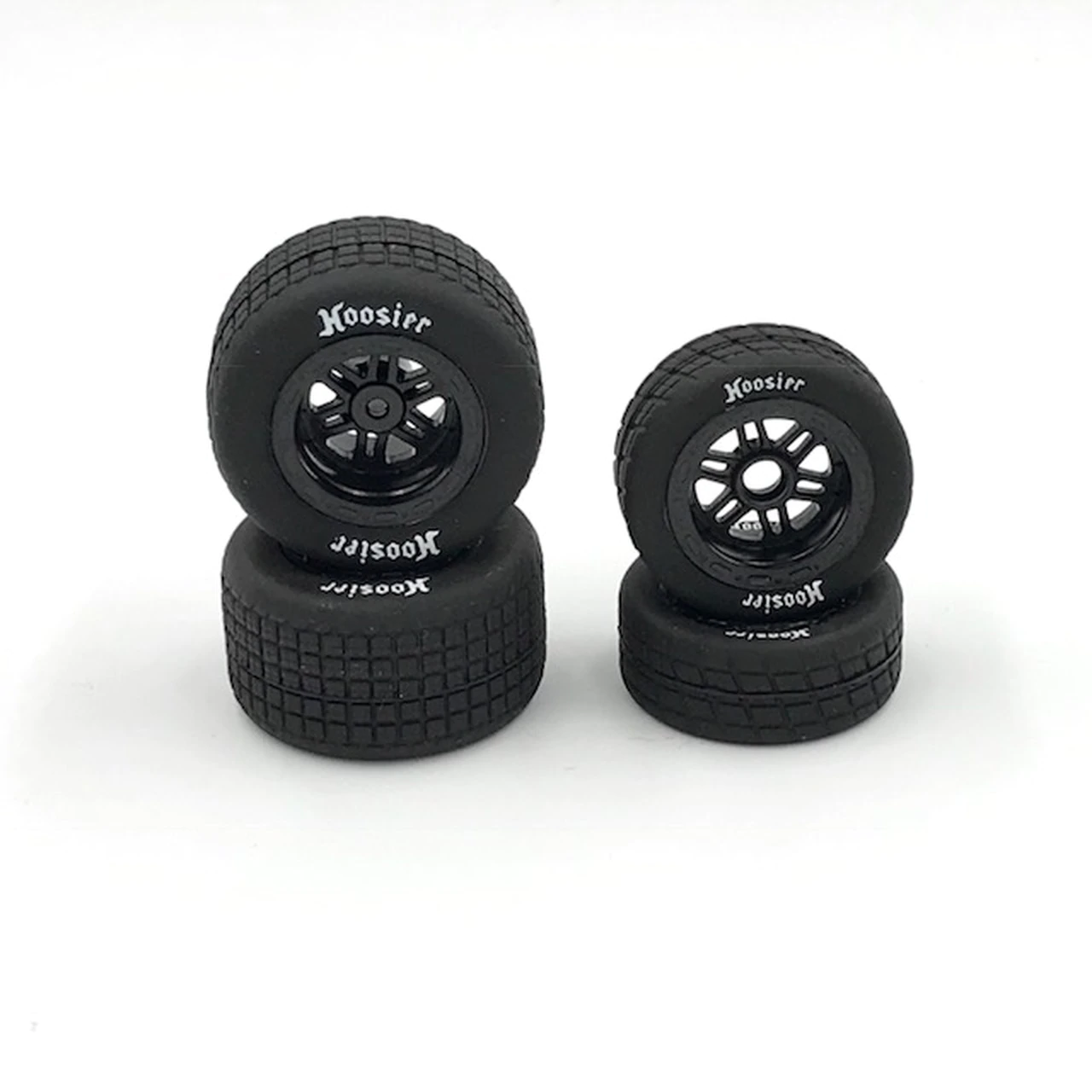 1RC: FR/RR Soft Tyres & Black Wheels, Hoosier, 1/18 Midget