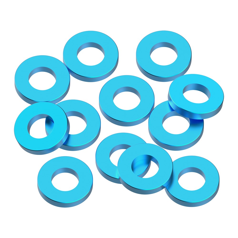 1up Racing: Precision Aluminum Shims - 3x6x1mm - Blue