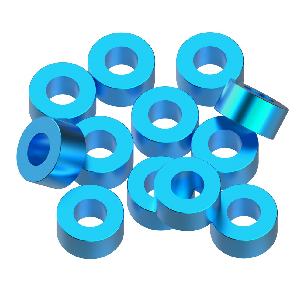 1up Racing: Precision Aluminum Shims - 3x6x3mm - Bright Blue