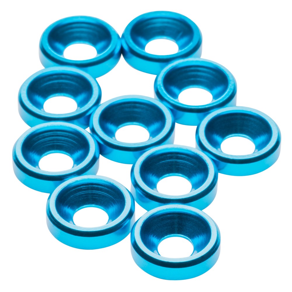 1up Racing: Premium Aluminum Countersunk Washers - Bright Blue