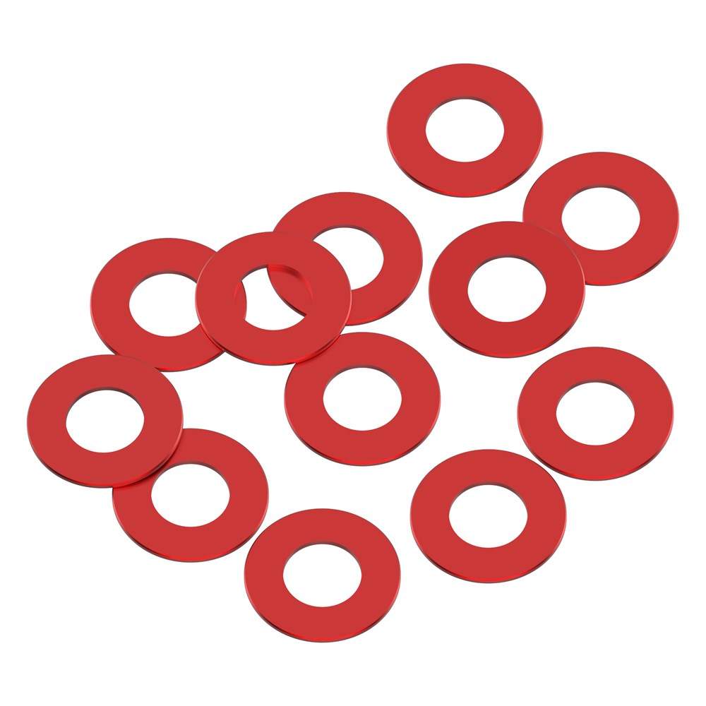 1up Racing: Precision Aluminum Shims - 3x6x0.25mm - Red
