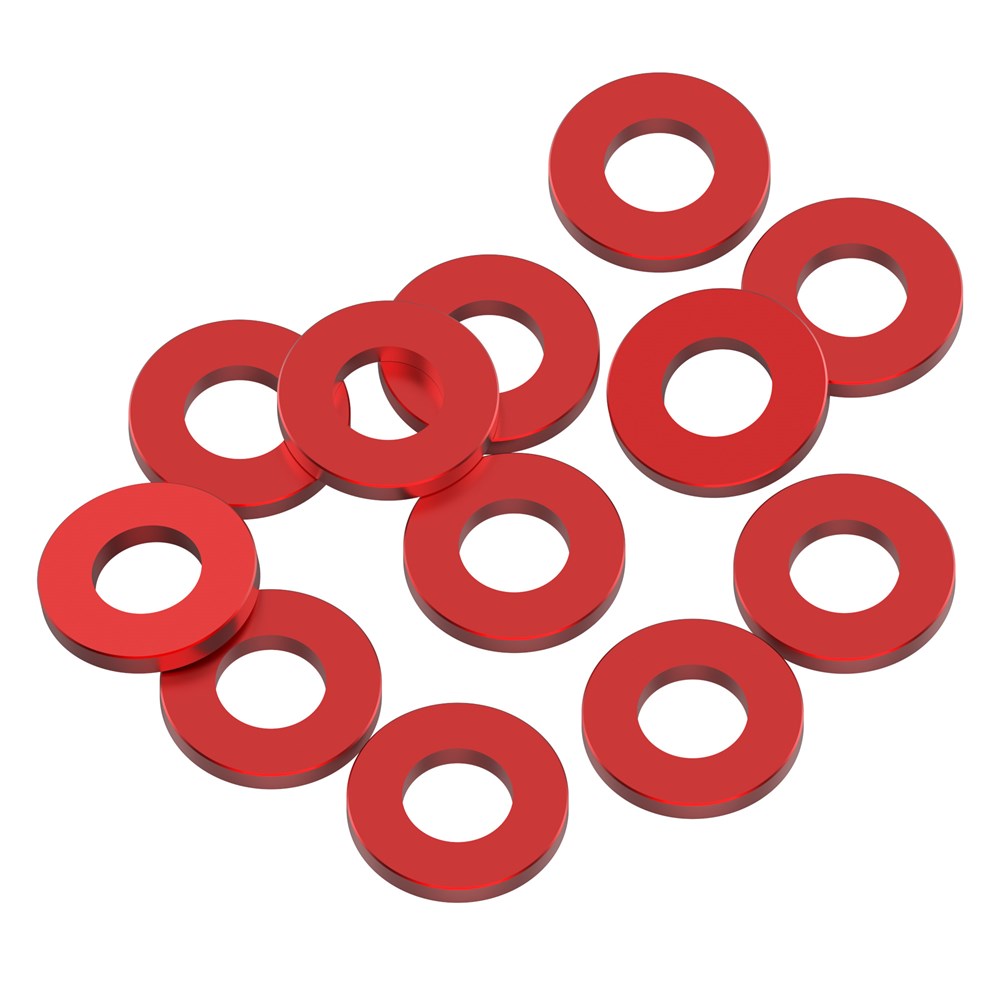 1up Racing: Precision Aluminum Shims - 3x6x0.75mm - Red