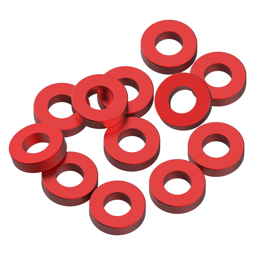 1up Racing: Precision Aluminum Shims - 3x6x1.5mm - Red