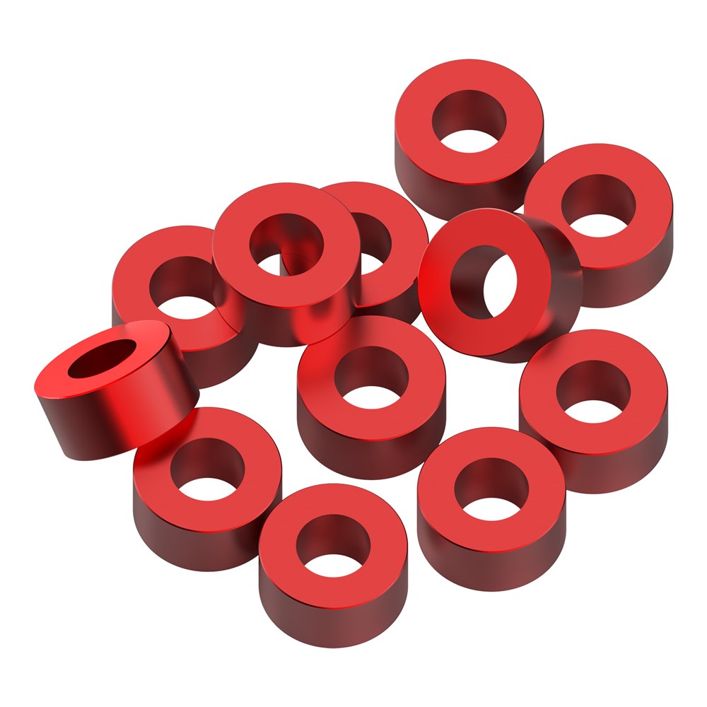 1up Racing: Precision Aluminum Shims - 3x6x3mm - Red