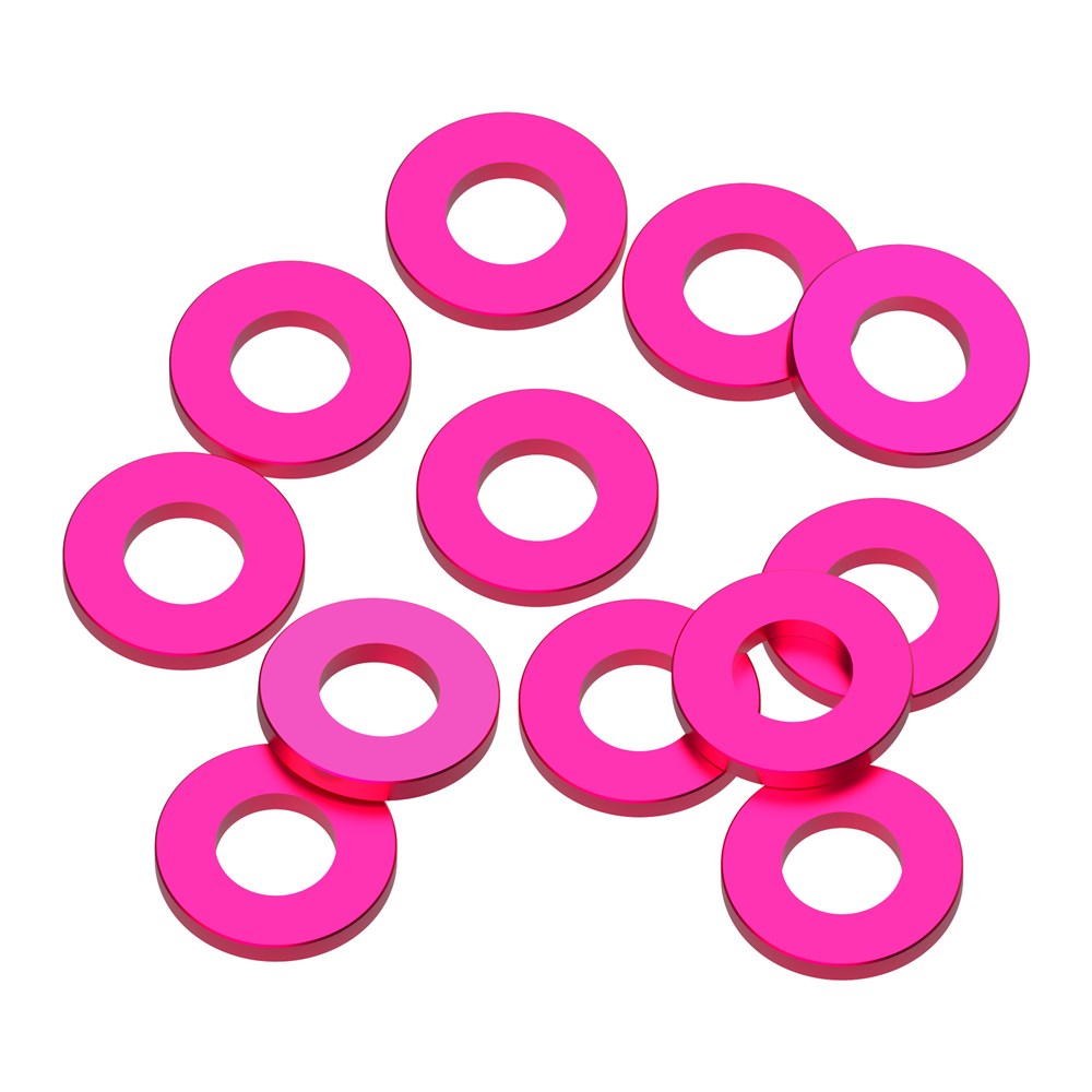 1up Racing: Precision Aluminum Shims - 3x6x0.75mm - Hot Pink