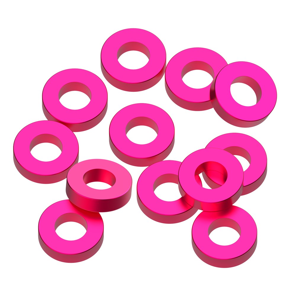 1up Racing: Precision Aluminum Shims - 3x6x1.5mm - Hot Pink