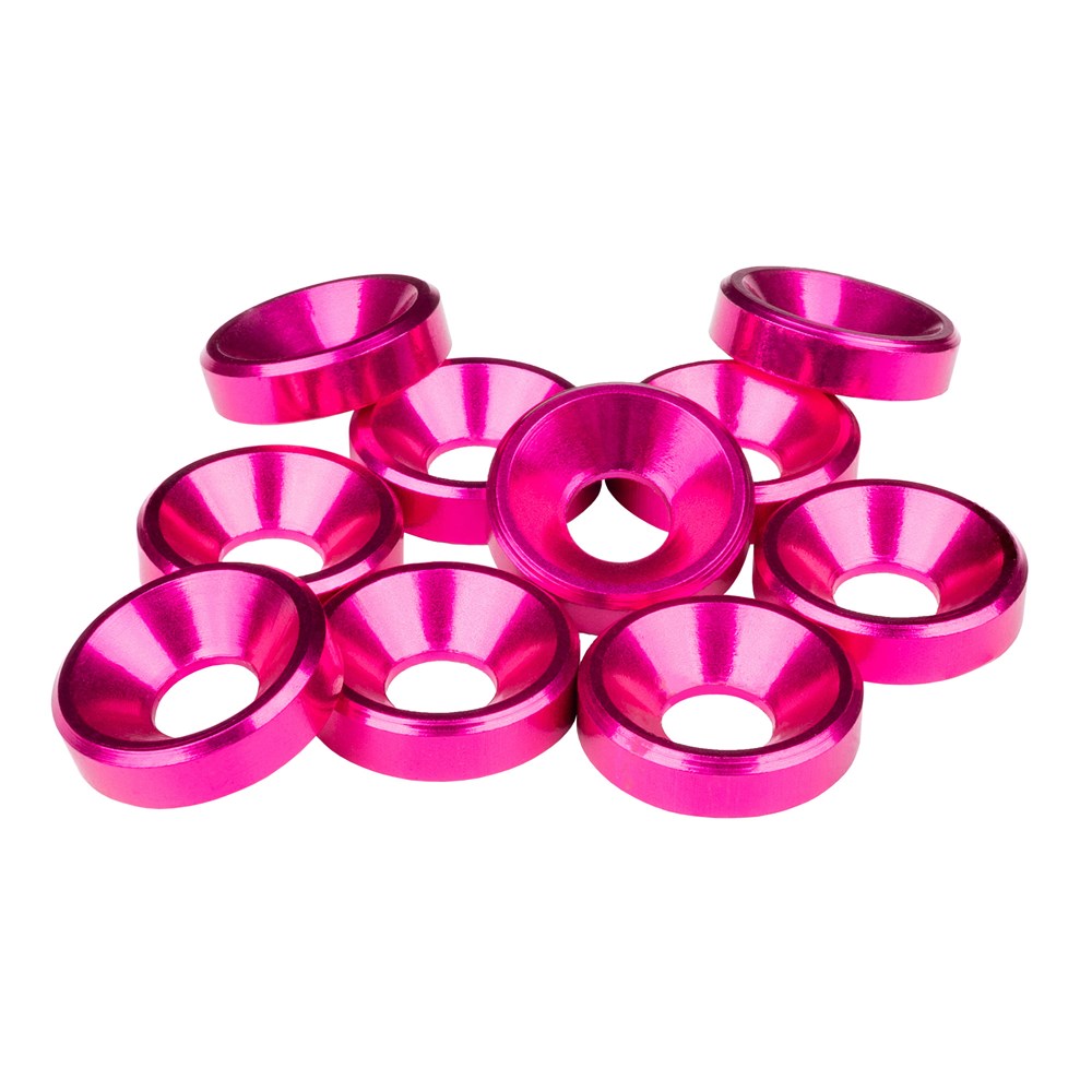 1up Racing: Premium Aluminum Countersunk Washers - Hot Pink