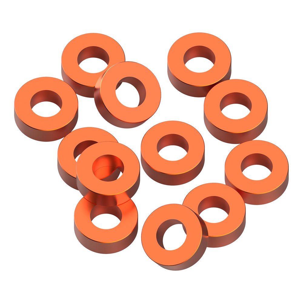 1up Racing: Precision Aluminum Shims - 3x6x2mm - Orange