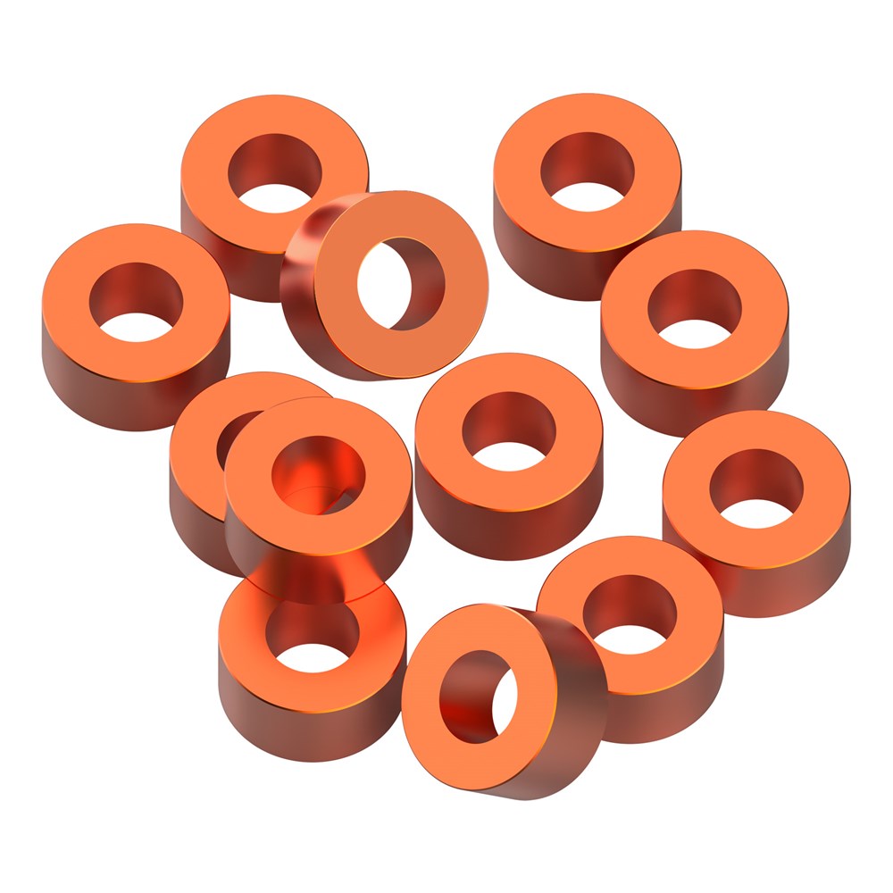 1up Racing: Precision Aluminum Shims - 3x6x3mm - Orange