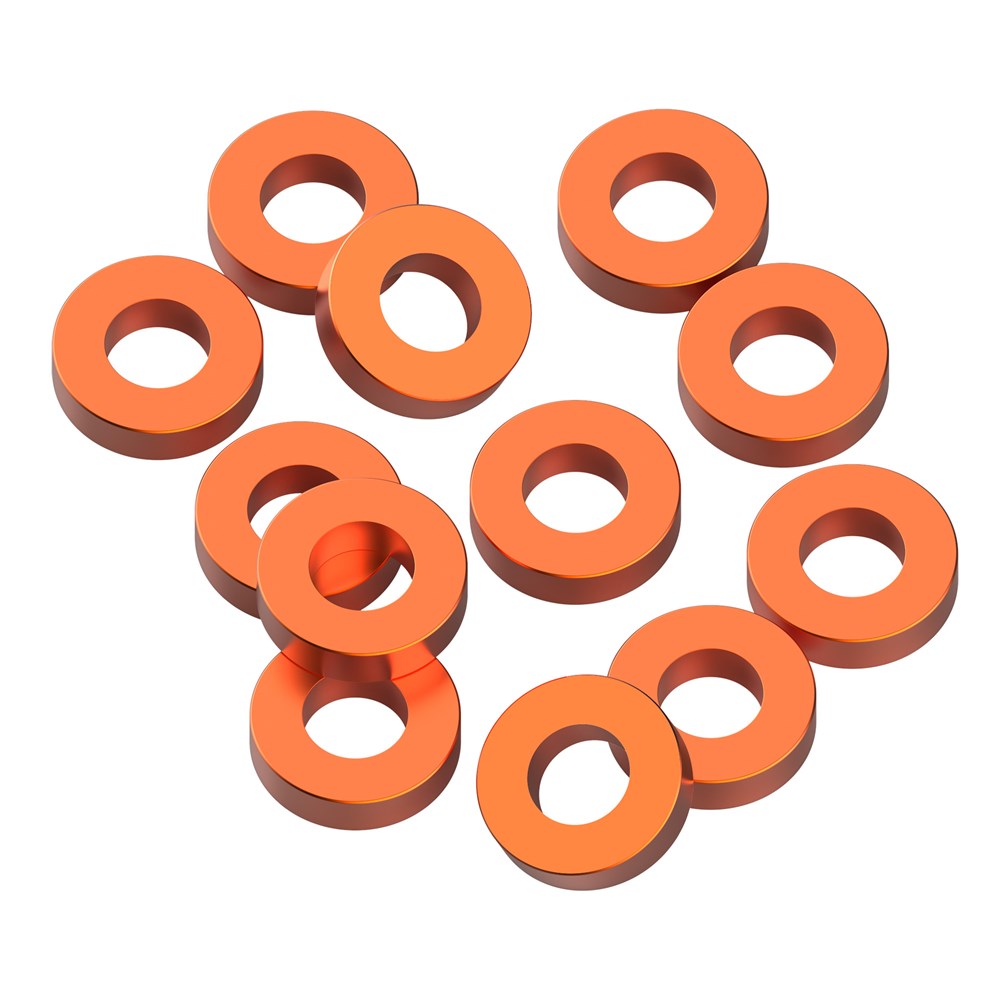 1up Racing: Precision Aluminum Shims - 3x6x1.5mm - Orange
