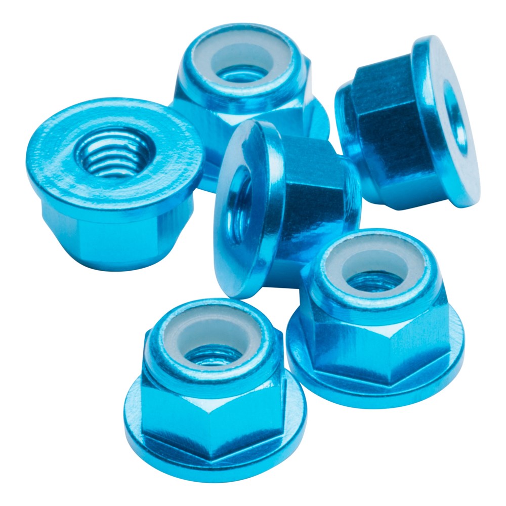 1up Racing: Premium Aluminum Locknuts M3 Flanged - Bright Blue