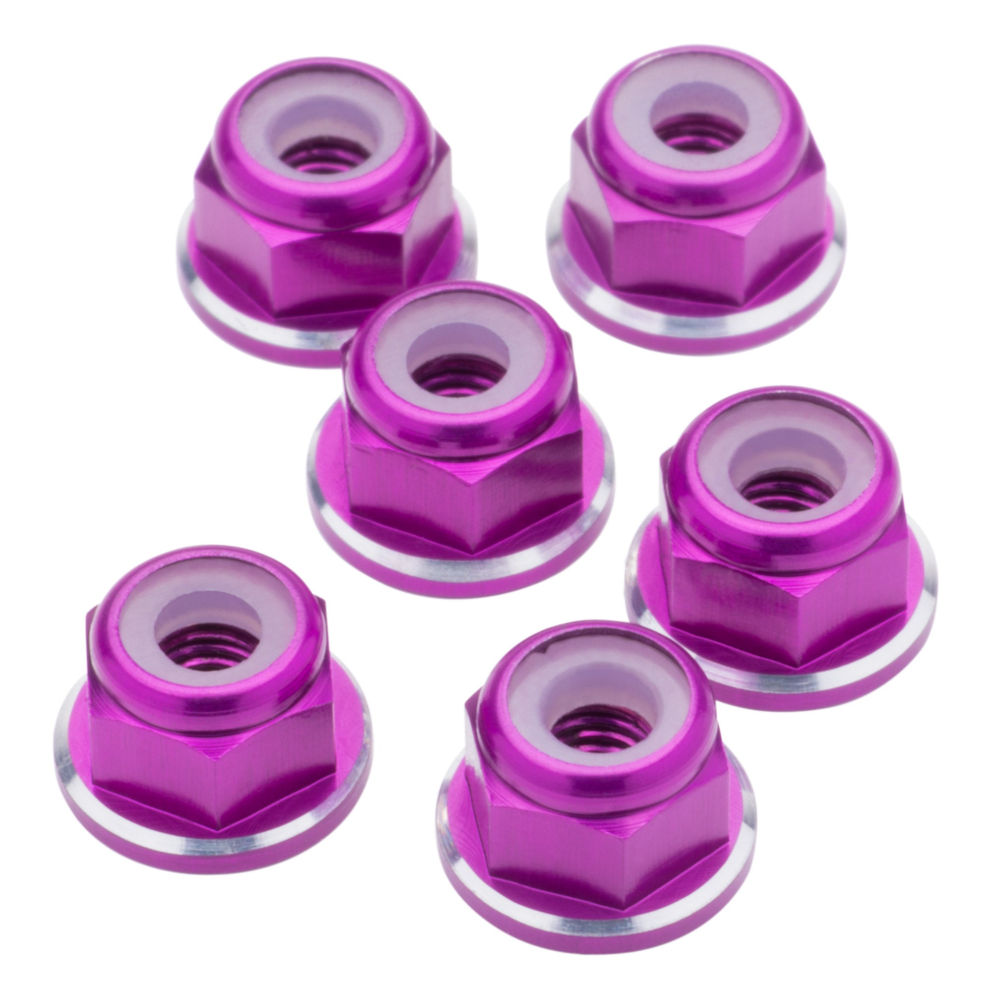 1up Racing: 7075 Aluminum Locknuts M3 Flanged - Purple Shine