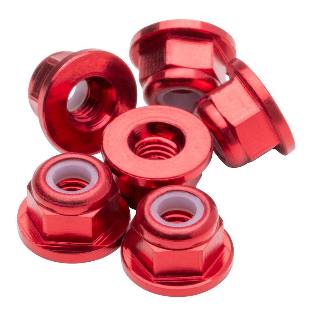 1up Racing: Premium Aluminum Locknuts M3 Flanged - Red