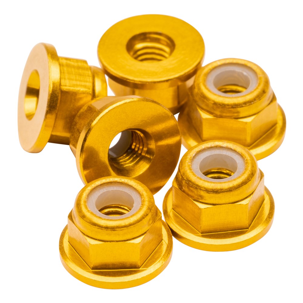 1up Racing: Premium Aluminum Locknuts M3 Flanged - Gold