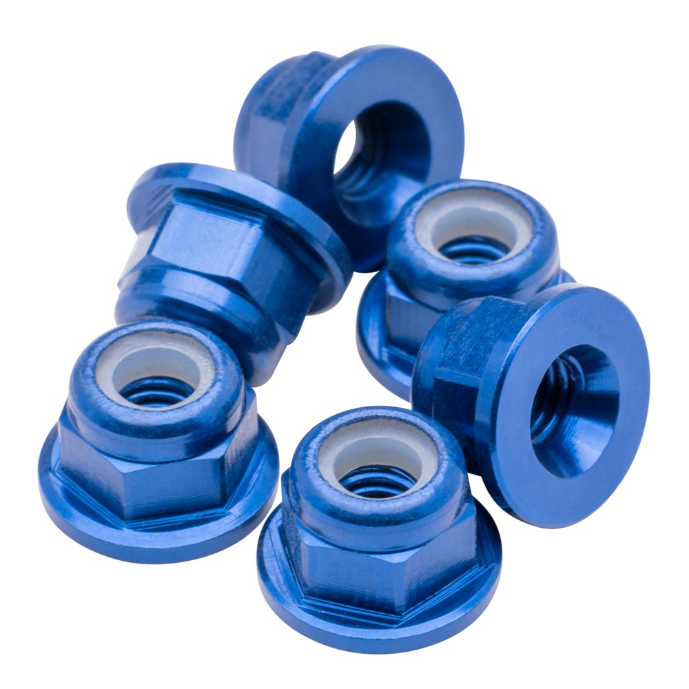 1up Racing: Premium Aluminum Locknuts M3 Flanged - Dark Blue