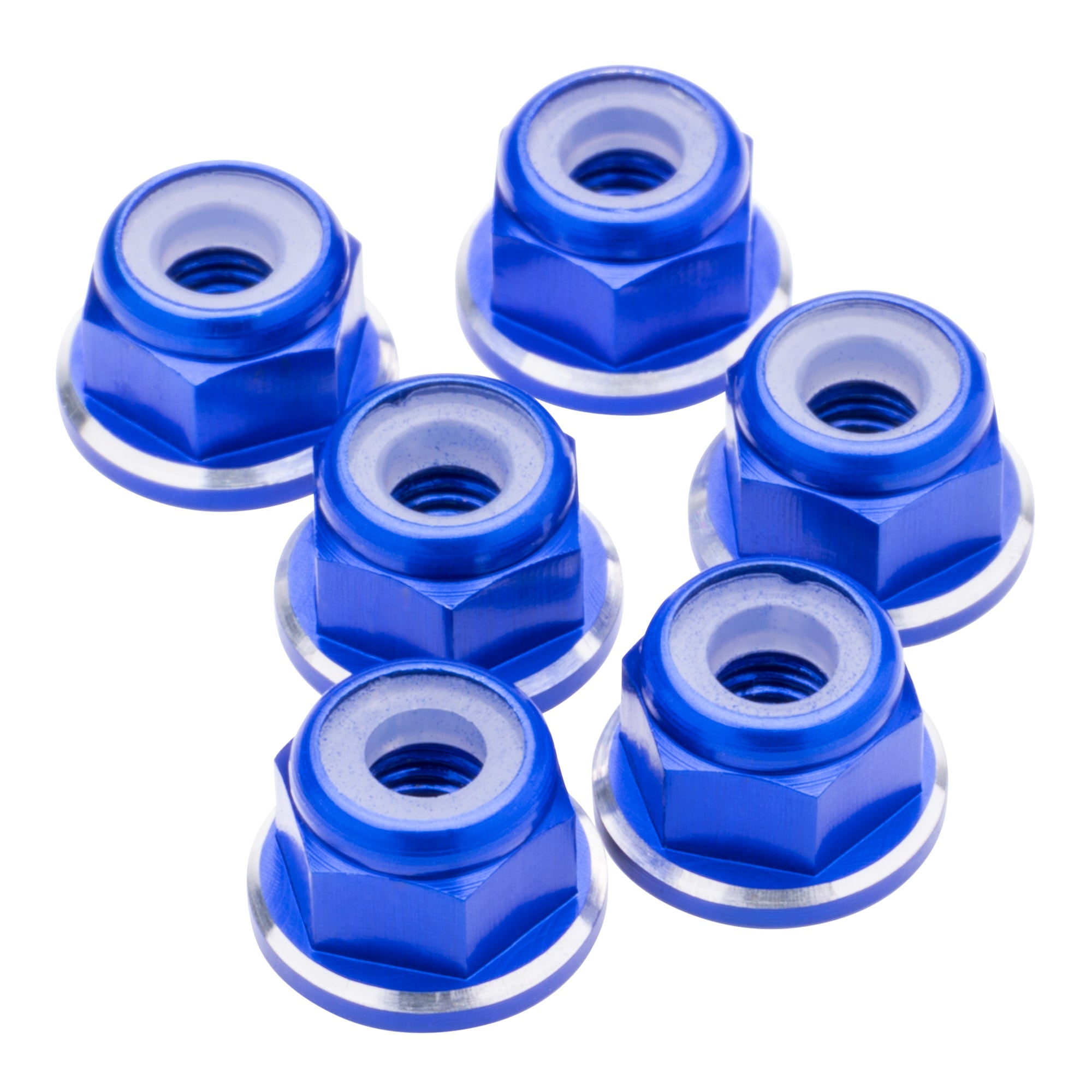 1up Racing: 7075 Aluminum Locknuts M3 Flanged - Dark Blue Shine