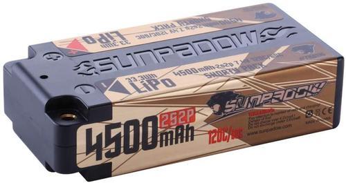 SUNPADOW: Golden 4500mAh 7.4V 2S 120/60C Shorty LiPo (5mm Bullets)