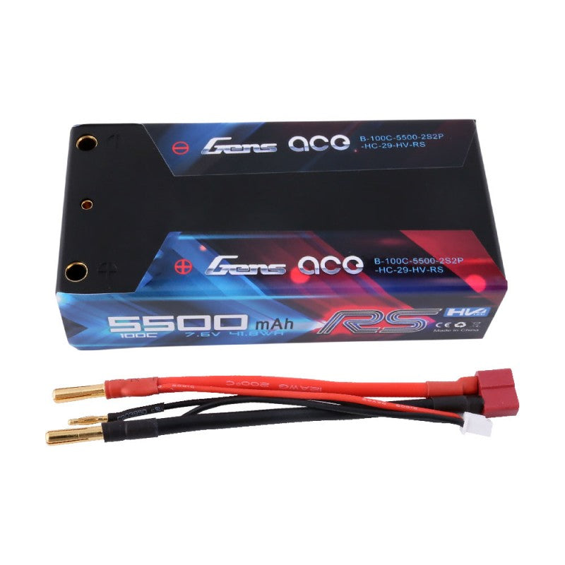Gens Ace: 5500mAh 7.6V 100C 2S Hardcase Lipo - 4mm Plug