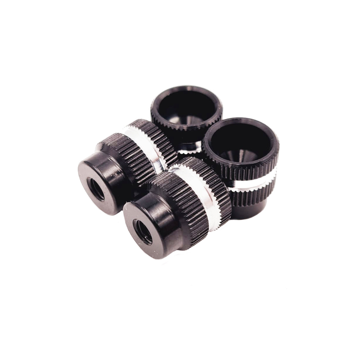 RC MAKER: Aluminium Setup Wheel/Station Nuts (Black/Silver) - V2 (4)