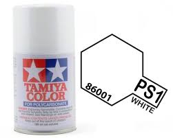 PS-1 TAMIYA 100ML POLYCARBONATE SPRAY PAINT: WHITE